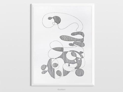 daashart Original line drawing Abstract black and white wall art Contemporary artwork