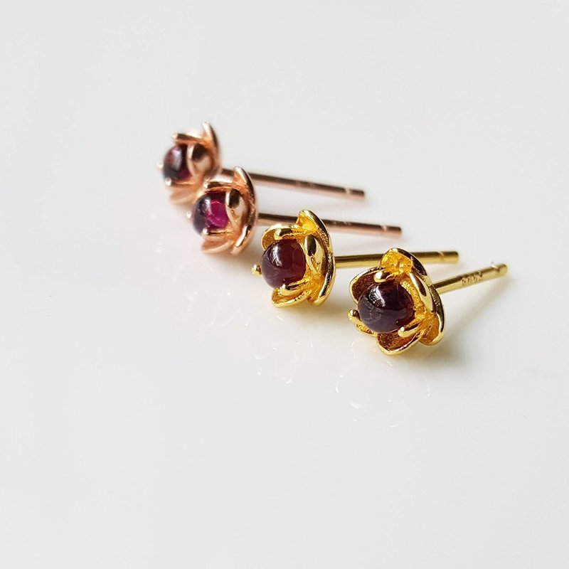 Huarong / Stone/ gold-plated sterling silver earrings / ear acupuncture / natural stone - Earrings & Clip-ons - Semi-Precious Stones Gold