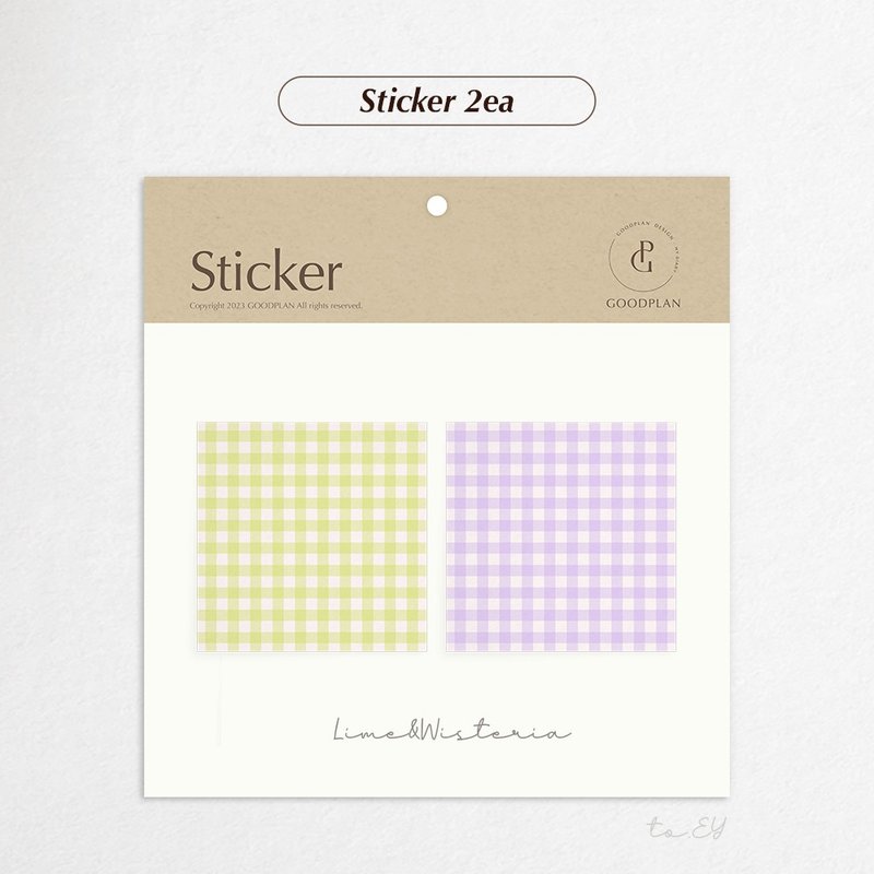 Gingham check memo C Lime & Wisteria - 電腦手機桌布/貼圖/App 圖示 - 其他材質 