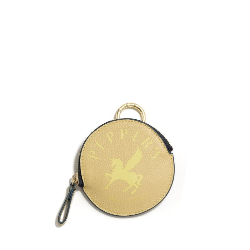 PEGASUS Leather Round Coin Pouch - Creamy yellow/Latte Brown/Rose pink/Lilac purple/Stone Green - กระเป๋าใส่เหรียญ - หนังแท้ หลากหลายสี