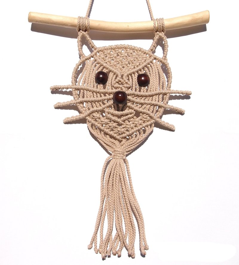 Macrame wall hanging pattern Cat, pdf macrame tutorial, macrame cat pattern - 手工藝教學/工具書 - 其他材質 