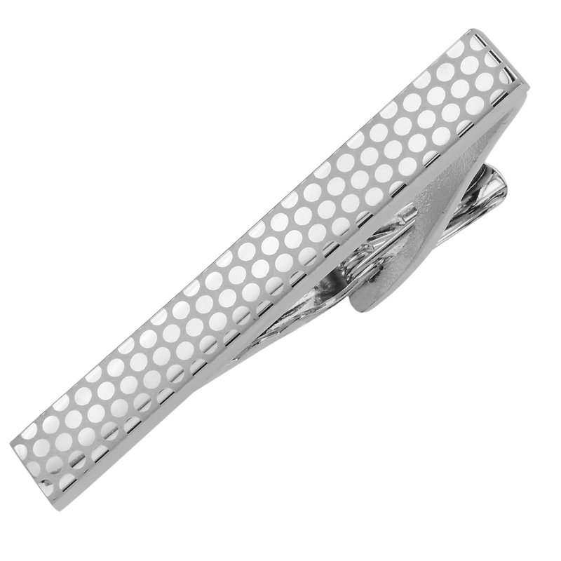 45mm Laser Engraved Dots Tie Clips - Ties & Tie Clips - Other Metals Silver