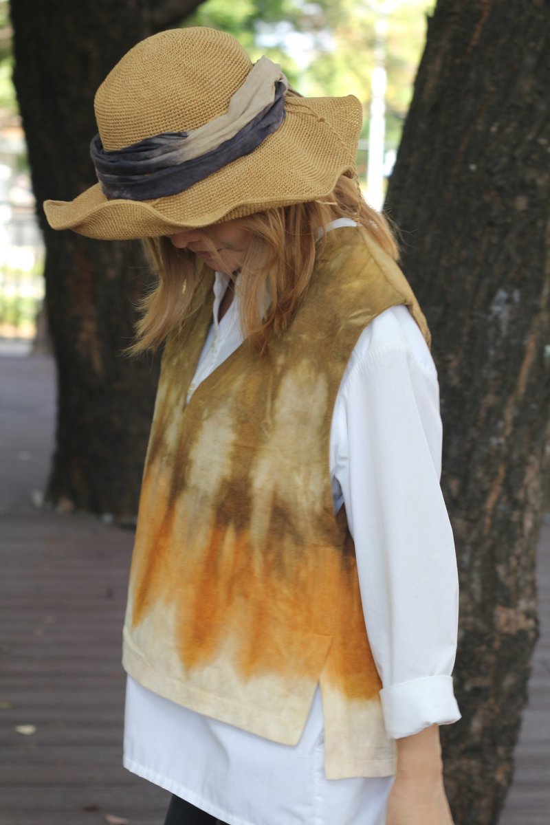 冬にぴったりの起毛植物染めベスト - ワンピース - コットン・麻 