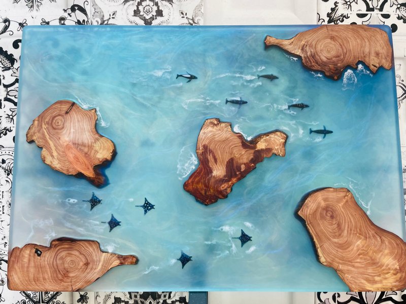 龍柏海洋壁畫桌子創作板 - 海報/掛畫/掛布 - 樹脂 藍色