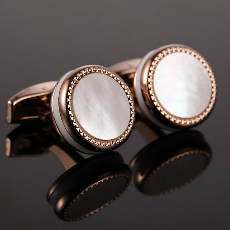 Kings Collection White Shell Men Cufflinks KC10006a Gold - Cuff Links - Other Metals Gold