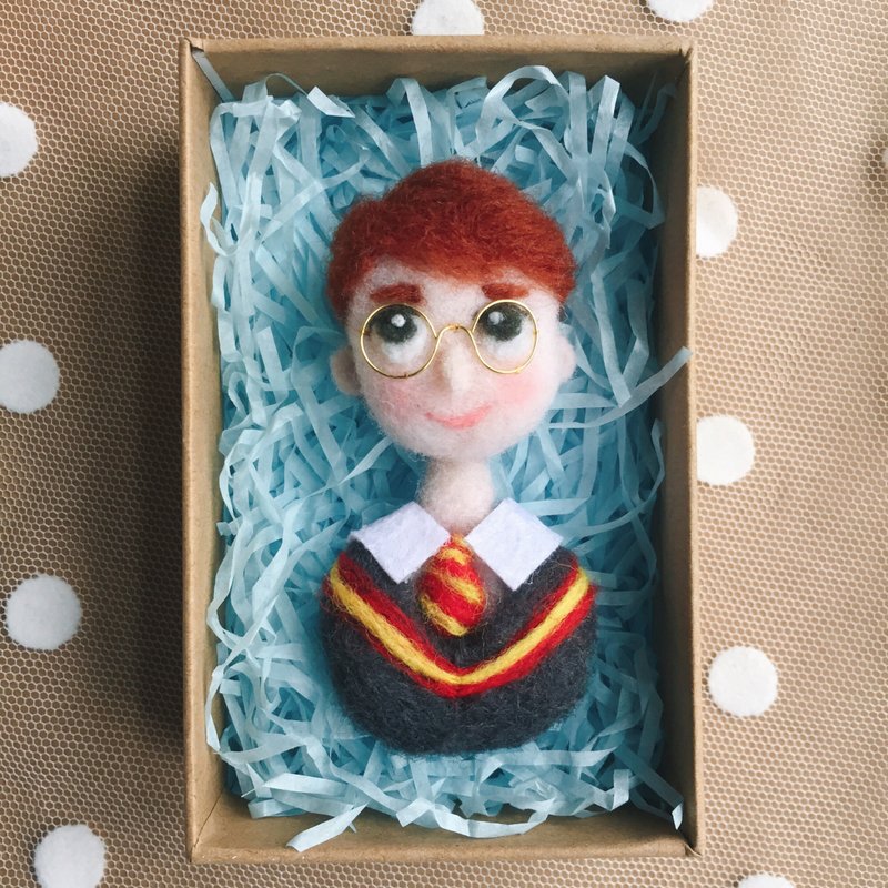 summerlol手工手作羊毛氈人偶人形胸針別針harry potter哈利波特wool felt brooch - 胸針 - 羊毛 黑色