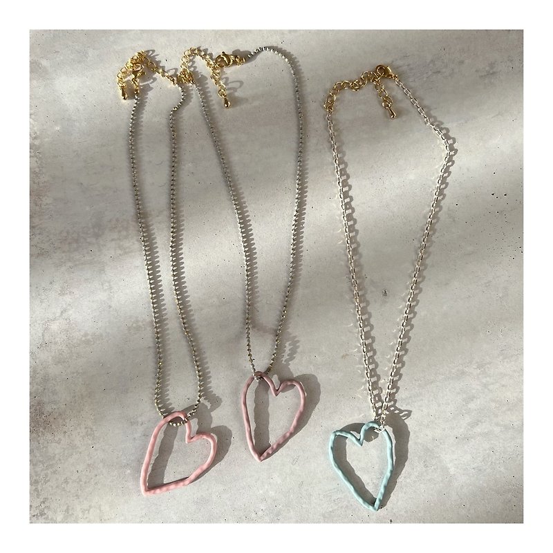 Heart chain necklace set - 親子裝 - 其他金屬 金色