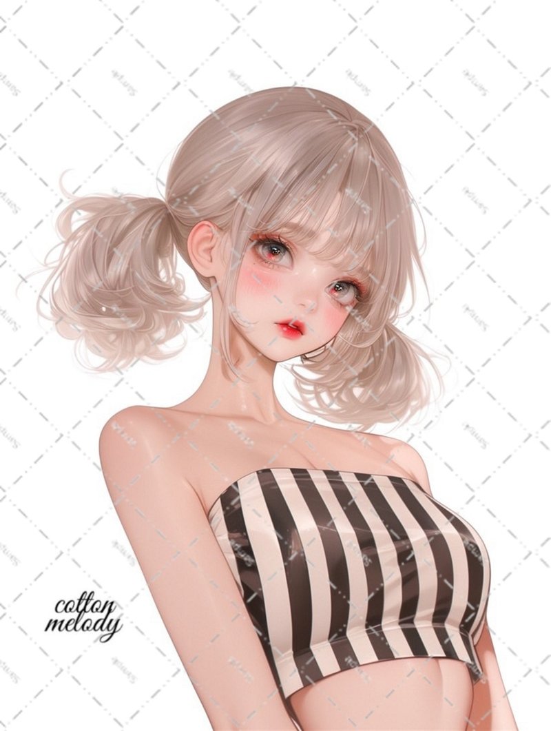 original sticker no.6243 人物ステッカー オリジナルステッカー 人物ステッカー 女の子ステッカー オリジナル人物ステッカー - 貼紙 - 紙 