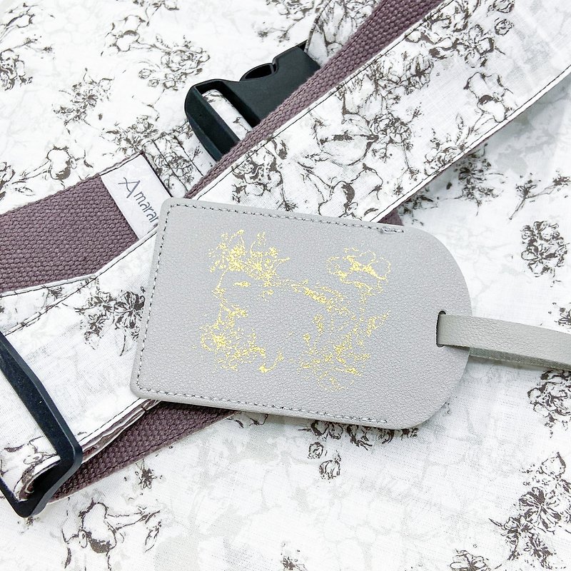【Travel Set】Original Print Travel Luggage Strap and Tag-Harbour Mist - Luggage & Luggage Covers - Cotton & Hemp Gray