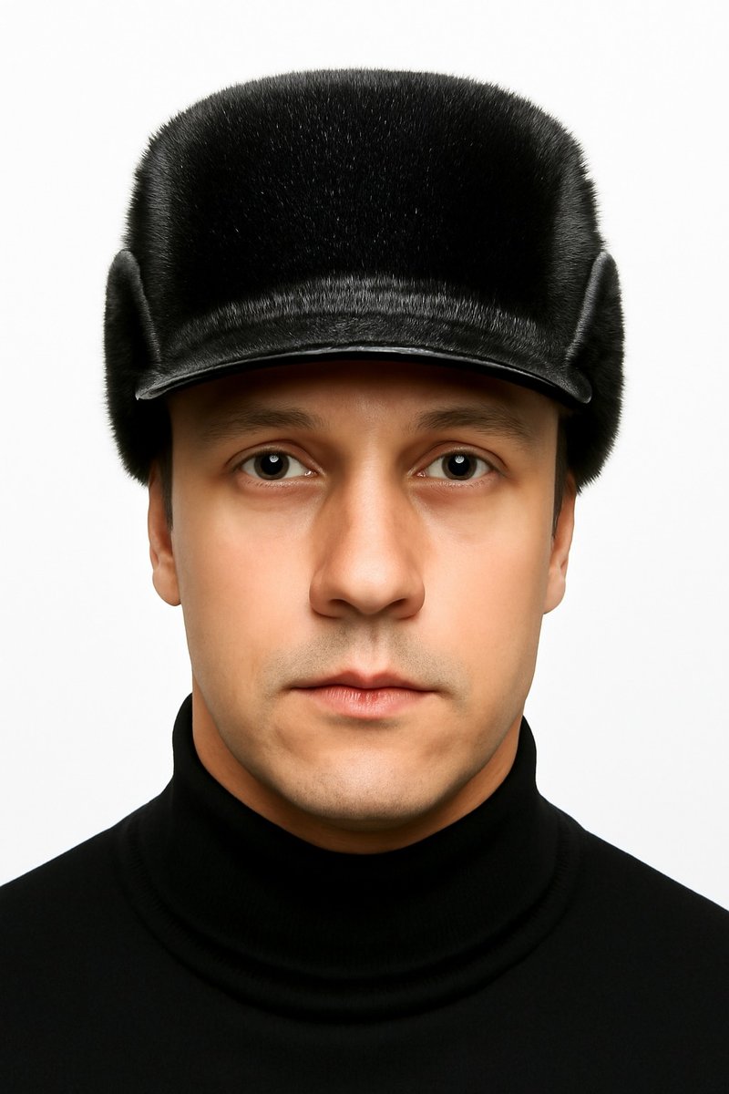 Mens Seal Fur Cap Russian Fur Hat Real Fur Hat Black Seal Fur Hat Fur Hat Men - 帽子 - 羊毛 黑色