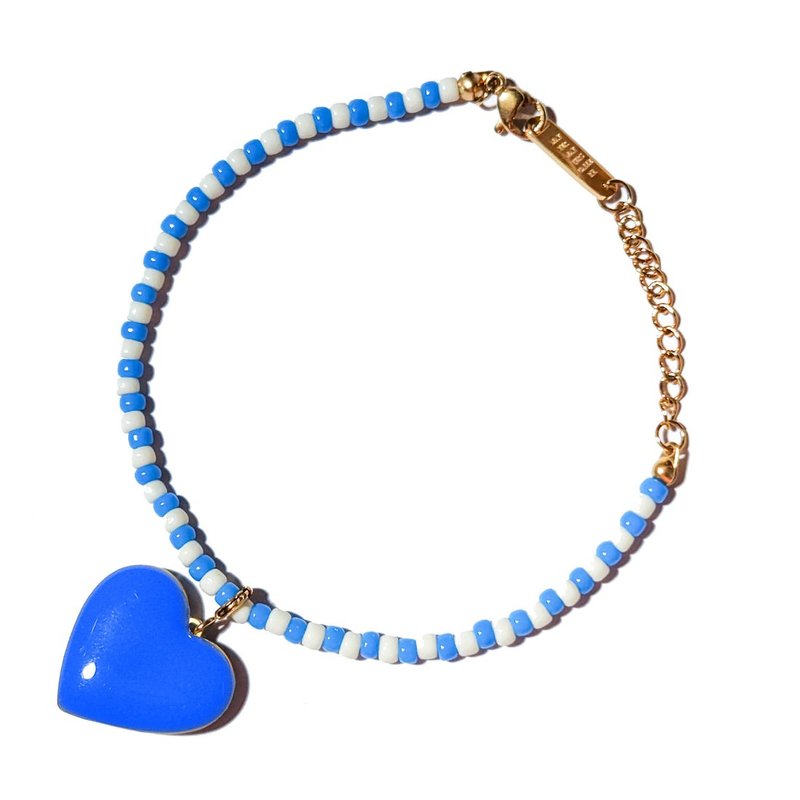 Heart to Heart / 手鍊 • 彩藍 & 淡咖啡色 - 手鍊/手環 - 不鏽鋼 藍色