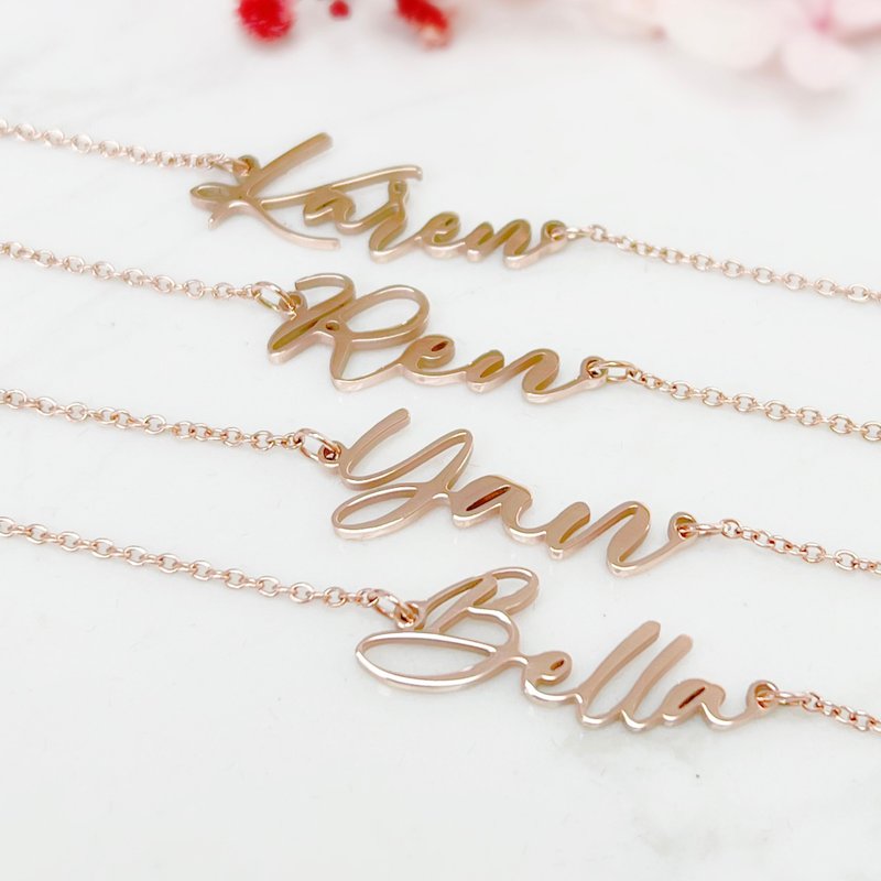 【Customize】Calligraphy name bracelet / necklace - Bracelets - Other Metals 