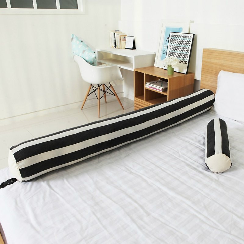 Korea Kangaruru anti-fall fence bed cushion - short 145cm [black and white with stripes] - Kids' Furniture - Cotton & Hemp 
