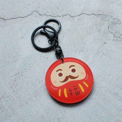 Miss J獨創設計 客製化防水壓克力福神電子載具鑰匙圈/可選色 / 發票載具 條碼 手
