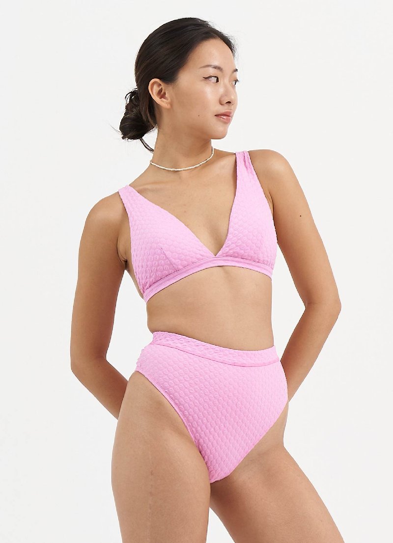 CARA Bottom Exclusive Hip Hip High Waist Bikini Pants | Mermaid Jacquard - Women's Swimwear - Nylon Pink