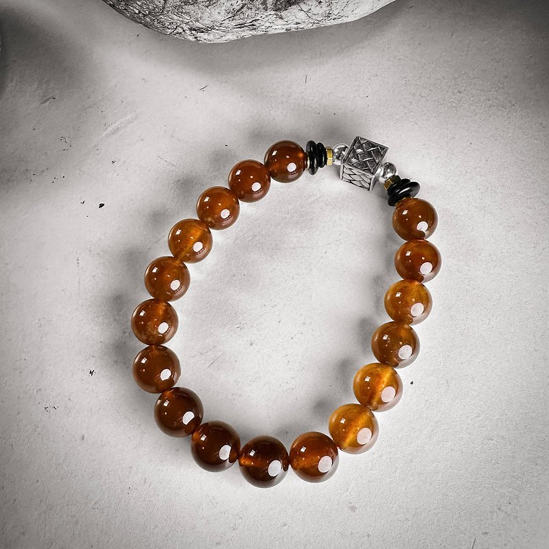 9mm+ orange pomegranate coconut shell Bronze and silver bracelet - Bracelets - Semi-Precious Stones 