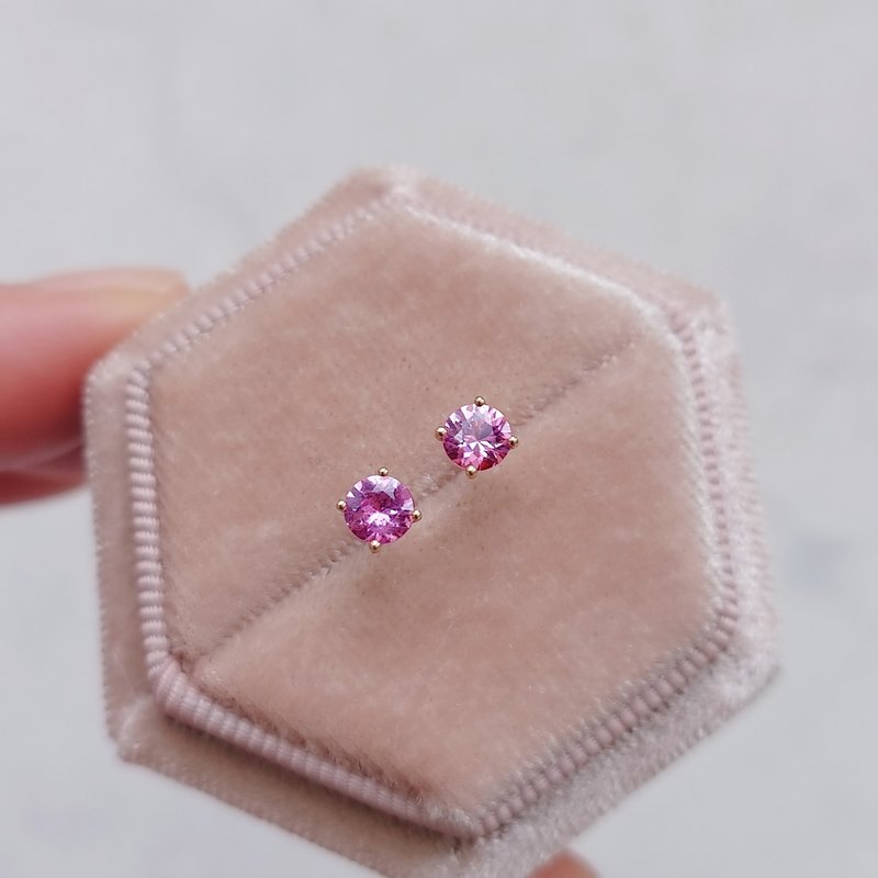 Special Offer - Natural Pink Sapphire 18K Rose Gold Stud Earrings 0.596ct - Earrings & Clip-ons - Gemstone Pink