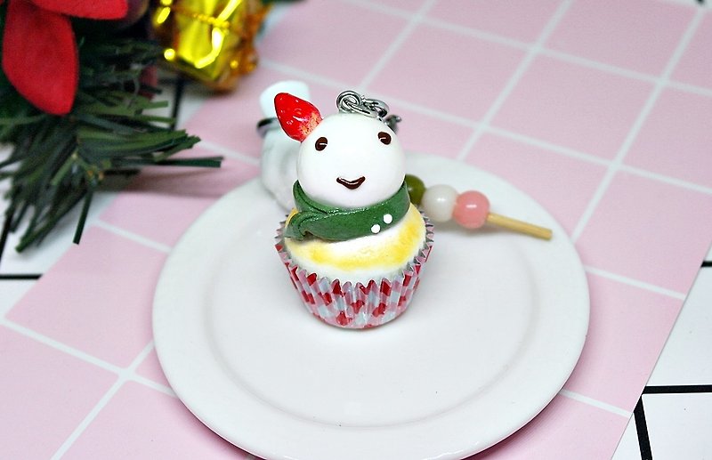 ➽ Clay Series - Snowman cupcake - # key ring # # bag accessories # # exchange gifts # # Christmas # - Keychains - Clay Red