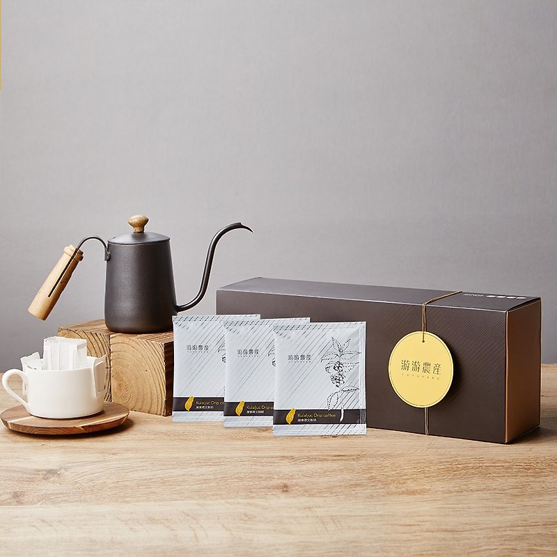 [Classic hand punch gift box] SMART.Z top hand punch coffee pot + Pingtung German coffee bag * 10 - Mugs - Other Metals Black