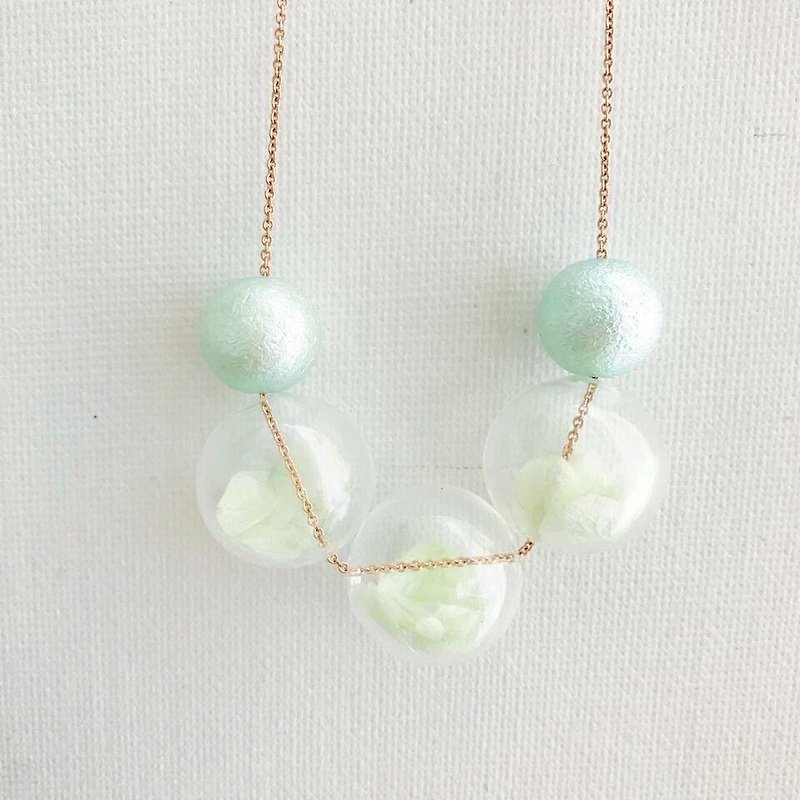 Preserved Flower Planet Glass Ball mint green Necklace Birthday Wedding Bridesmaid gift - Chokers - Glass Green