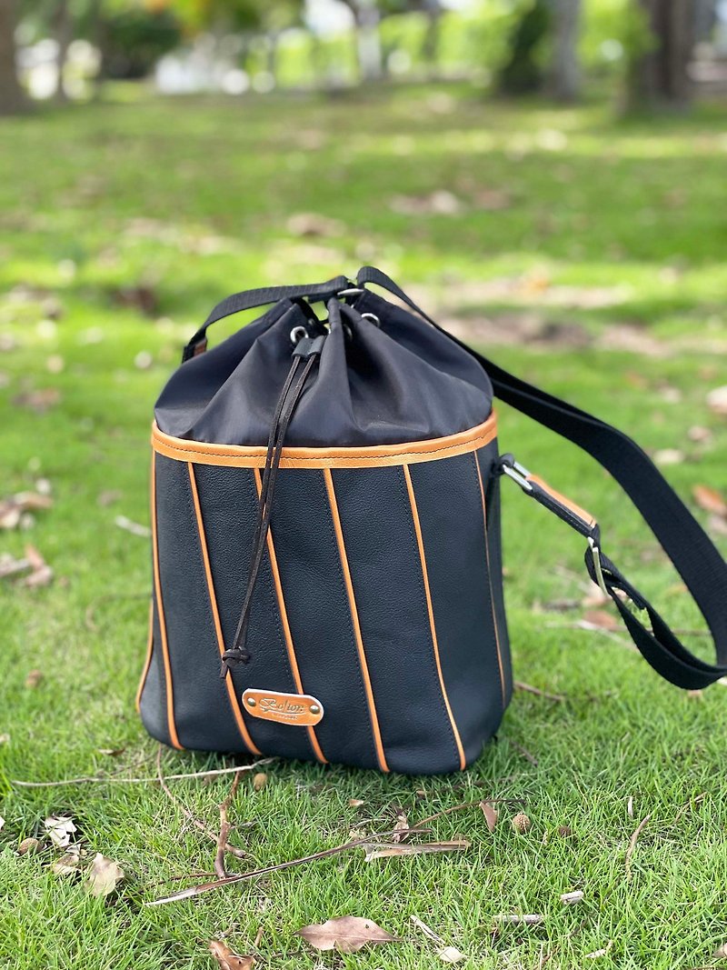 Designer twill stitching bucket bag/cross-body bag/side backpack-handmade leather goods in stock