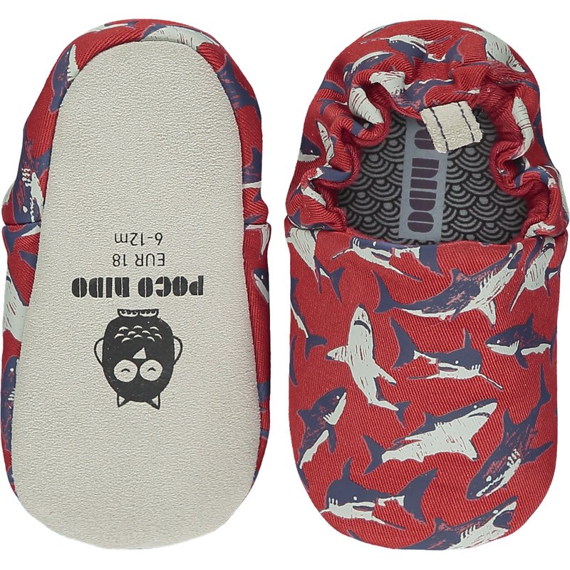 Poco Nido (UK) Baby/BB Shoe/Kids learning Shoe - Australia Shark Red - รองเท้าเด็ก - ผ้าฝ้าย/ผ้าลินิน 