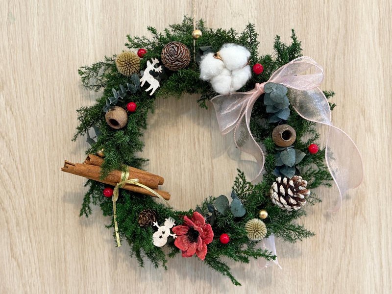 手感聖誕  永生花 |不凋花 |乾燥花 聖誕花圈 - 乾燥花/永生花 - 植物．花 