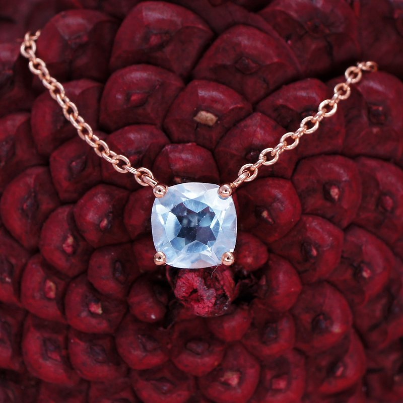 CANDY - Blue Topaz 18K Rose Gold Plated Silver Necklace - สร้อยคอทรง Collar - เครื่องเพชรพลอย สีน้ำเงิน