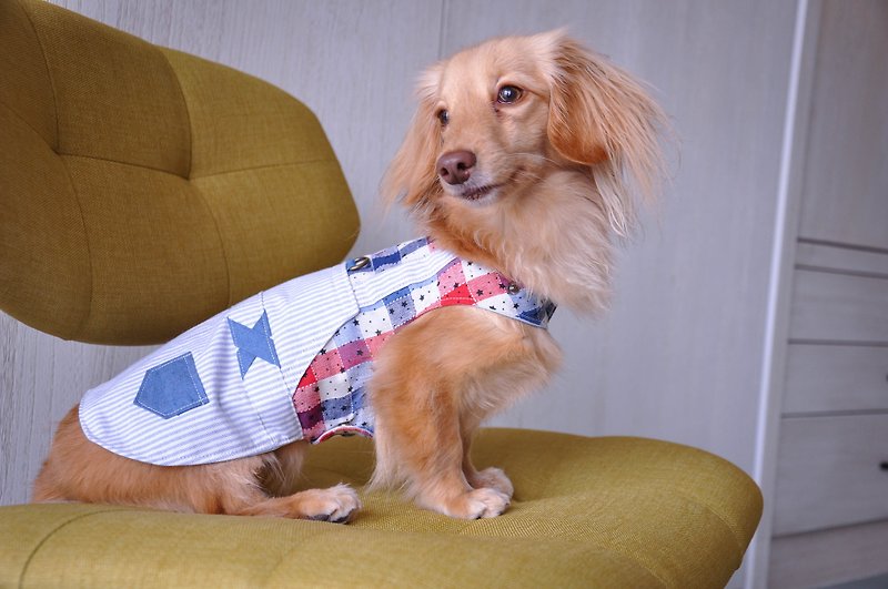 Among_dog harness_denim overall_red&blue(small size) - Clothing & Accessories - Other Materials 