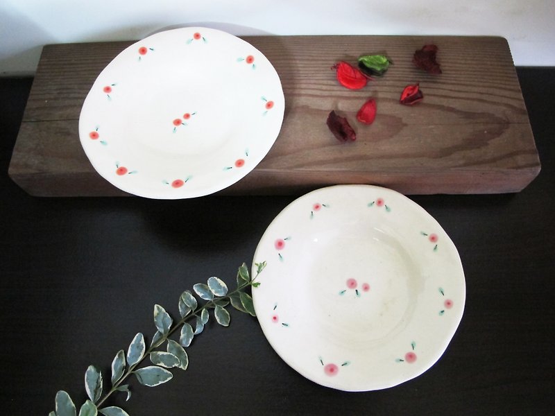Handmade ceramic disc florets - Small Plates & Saucers - Porcelain Blue