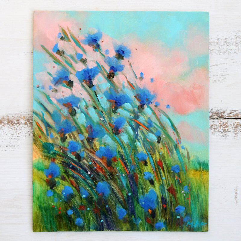 Original Landscape Oil Painting on Canvas, Flowers Oil Painting, Floral wall art