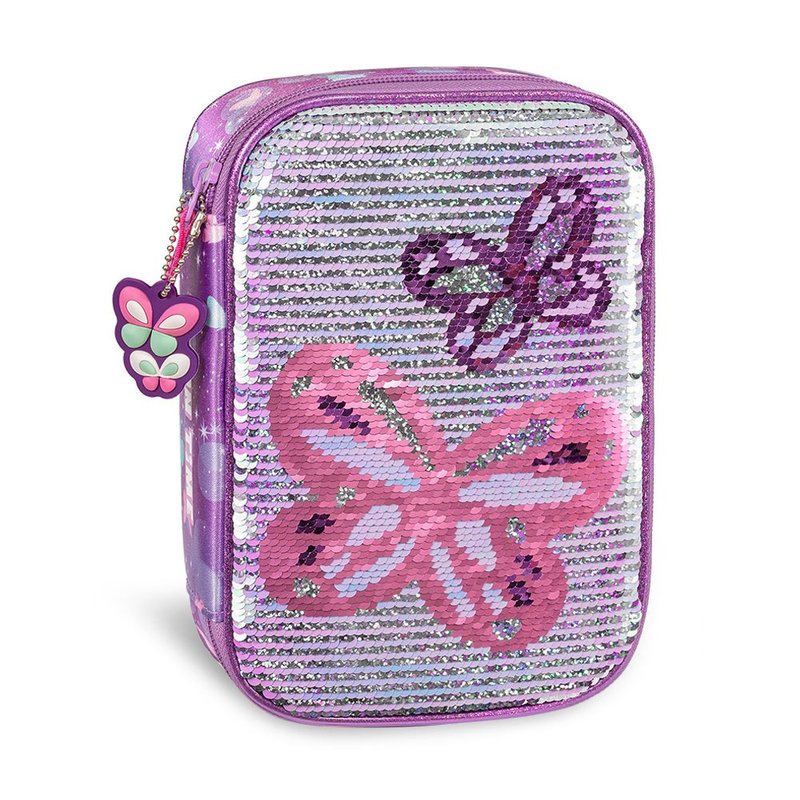 Tiger Family Fun Time Series Flip Color Changing Sequin Storage Bag-Dancing Butterfly - กระเป๋าเครื่องสำอาง - วัสดุอื่นๆ สีม่วง