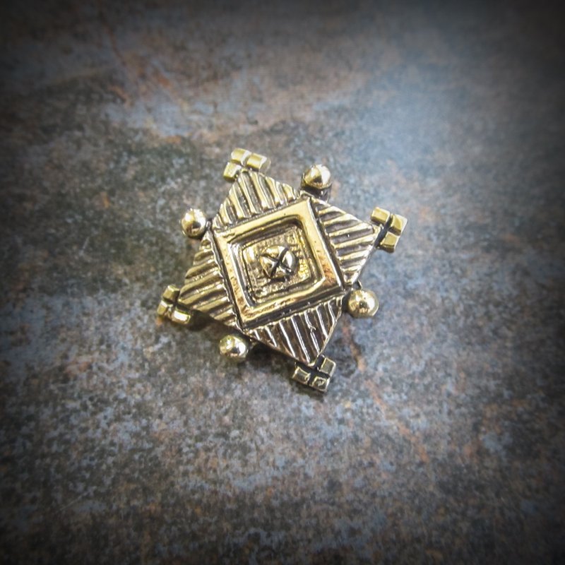 Hutzul square brass necklace pendant,handmade ukrainian brass jewellery,square - 吊飾/掛飾 - 銅/黃銅 金色