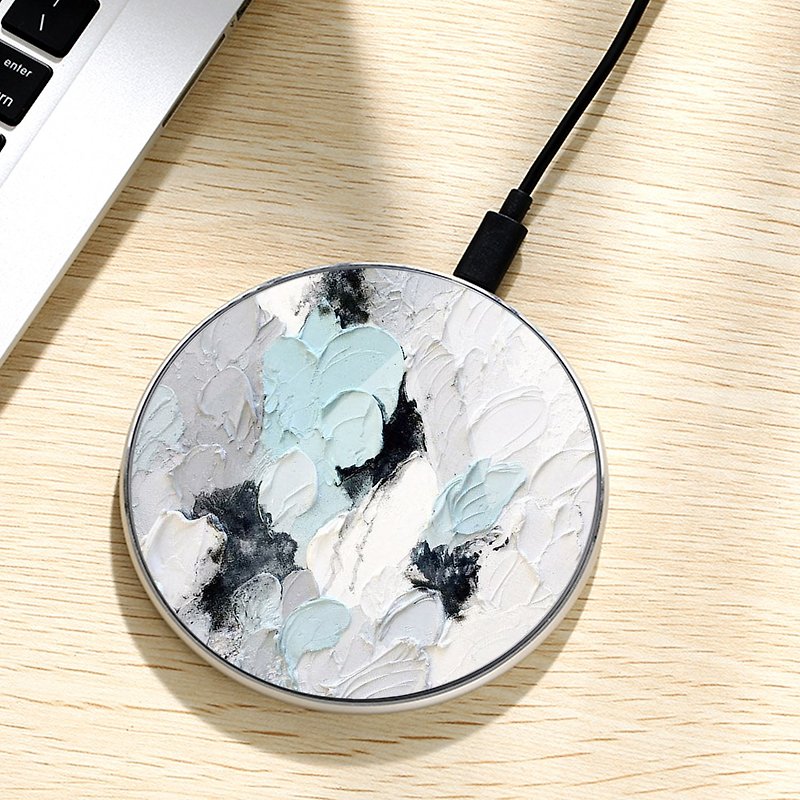 15W Mix Color Abstract Oil Paint Round Wireless Qi Charger