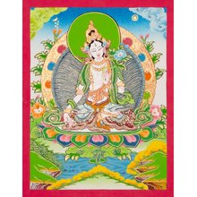 グリーンターラ　タンカペイント 仏画 タンカ 緑多羅菩薩（グリーンターラ） 仏像｜大阪の仏画