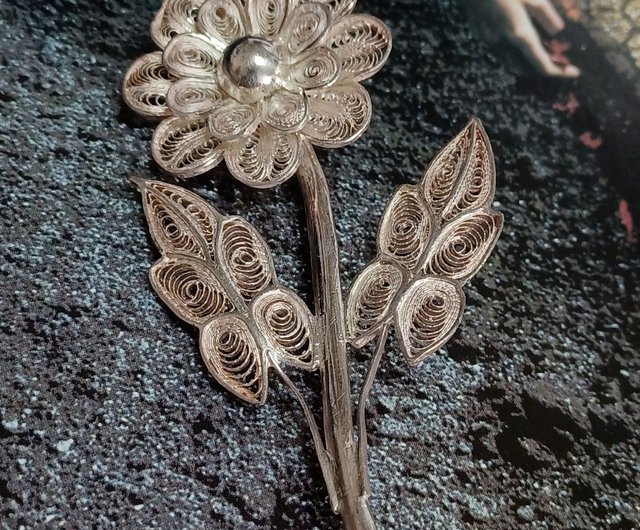 925 Silver buy Filigree Brooch