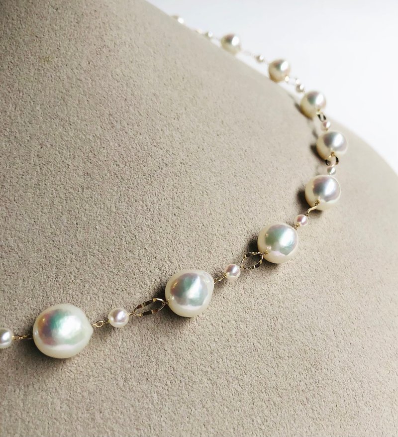 Akoya pearl necklace bpn K18 Japanese pearl - Necklaces - Pearl White