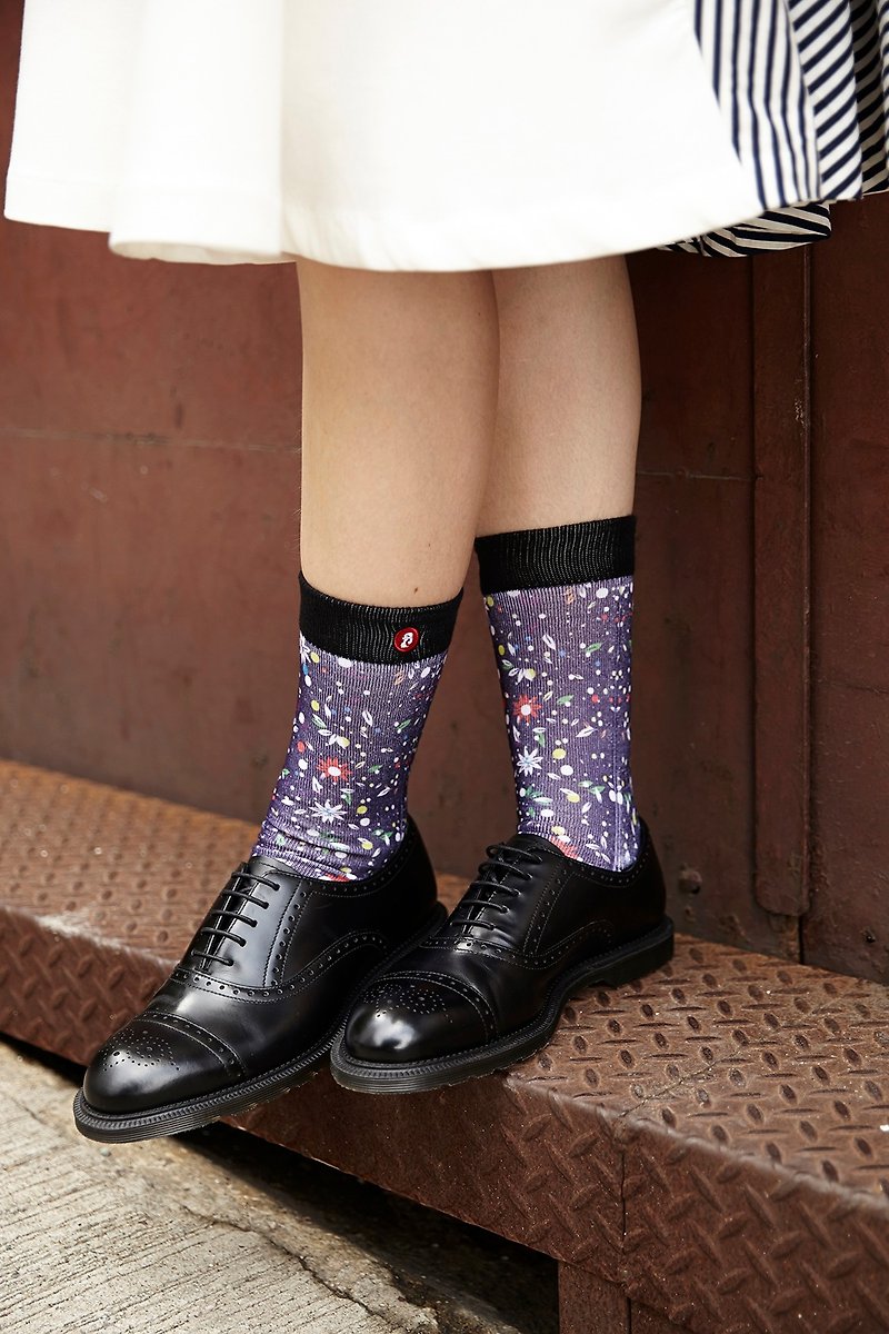 Fool's Day Printed Crew Socks - Flying Flower - Socks - Other Materials Multicolor