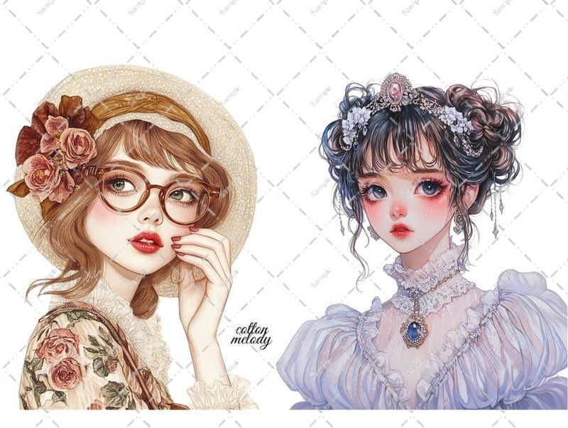 original sticker no.5819 人物ステッカー オリジナルステッカー 人物ステッカー 女の子ステッカー オリジナル人物ステッカー - 貼紙 - 紙 