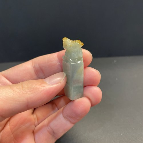 元元圓滾滾 水晶手鍊 瀚玉珠寶 天然A貨翡翠印章 蜜糖黃翡翠印章 印紐 緬甸玉印 貔貅