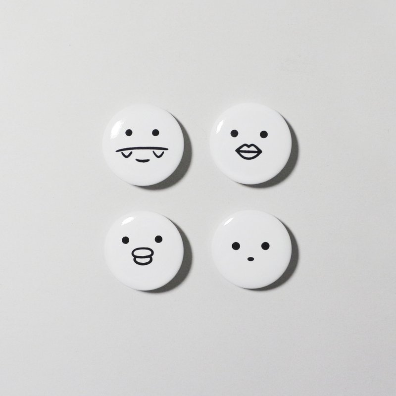 POPOLAND / 波寶表情款 - 亮面圓形胸章組 (4入) - 徽章/別針 - 塑膠 白色