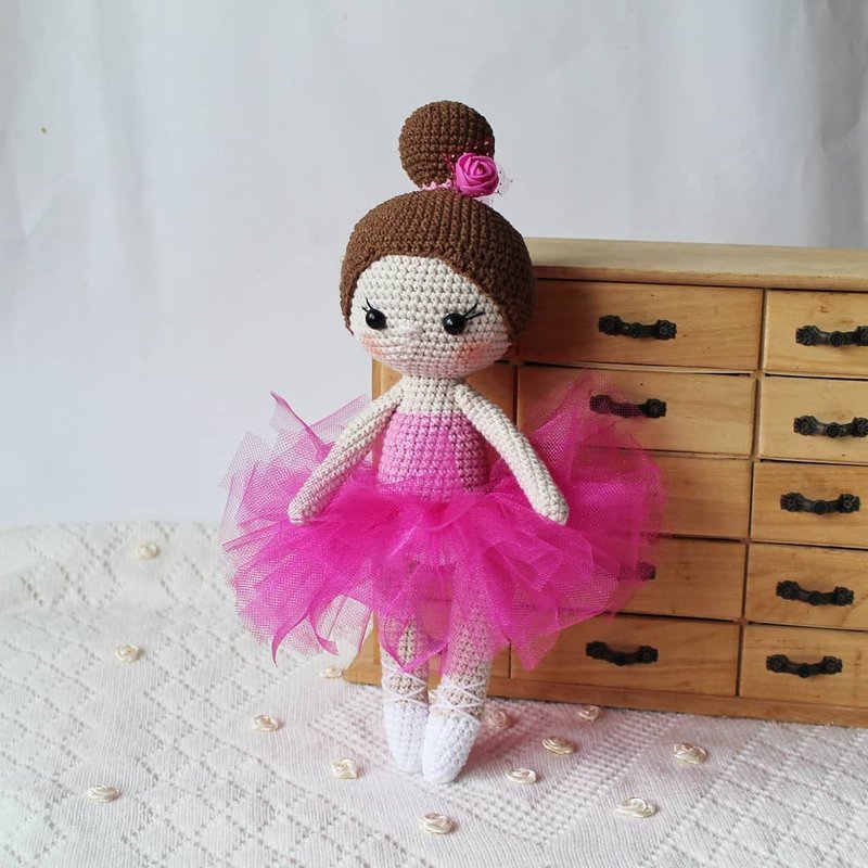 Ballerina Doll Crocheted baby dancer toy, knit ballerina, ballerina plushie doll - 寶寶/兒童玩具/玩偶 - 羊毛 粉紅色