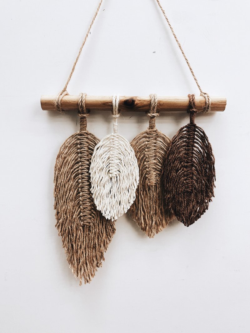 麻繩葉子-自然感壁飾/壁掛,(顏色自選) - 擺飾/家飾品 - 棉．麻 咖啡色