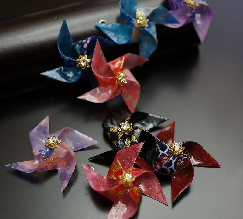 Japanese paper pinwheel Clip-On - Earrings & Clip-ons - Paper Multicolor