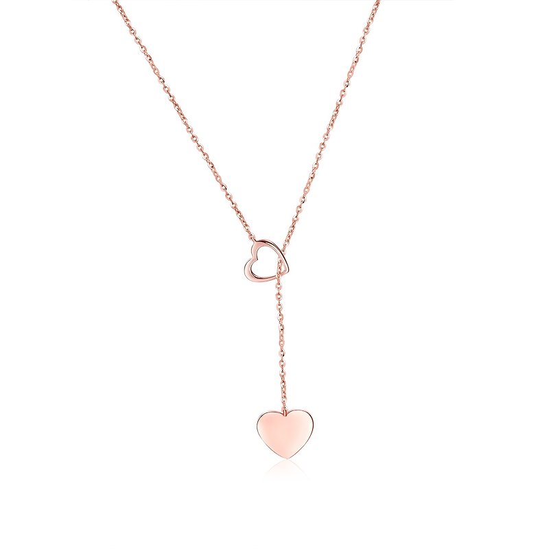 18k Rose Gold Heart Pendant Necklace, Free Engraving, Custom made Gift,P010 - สร้อยคอ - เครื่องประดับ สีทอง