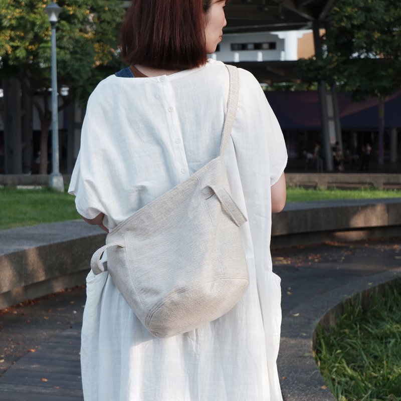 A bucket of mud and sand backpack natural Linen - Messenger Bags & Sling Bags - Cotton & Hemp Khaki