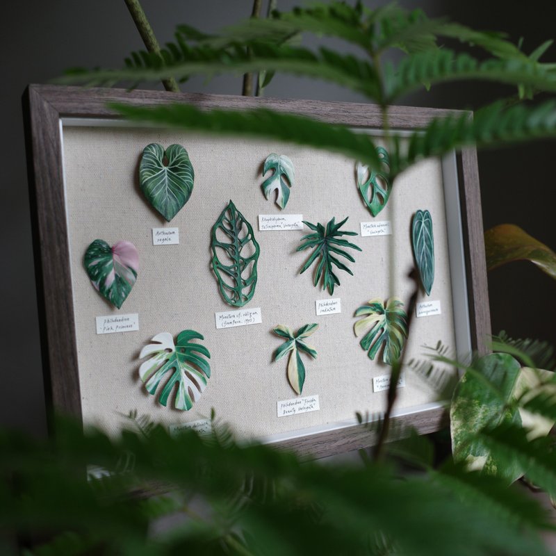 10 leaf foliage plant leather photo frame - ของวางตกแต่ง - หนังแท้ 