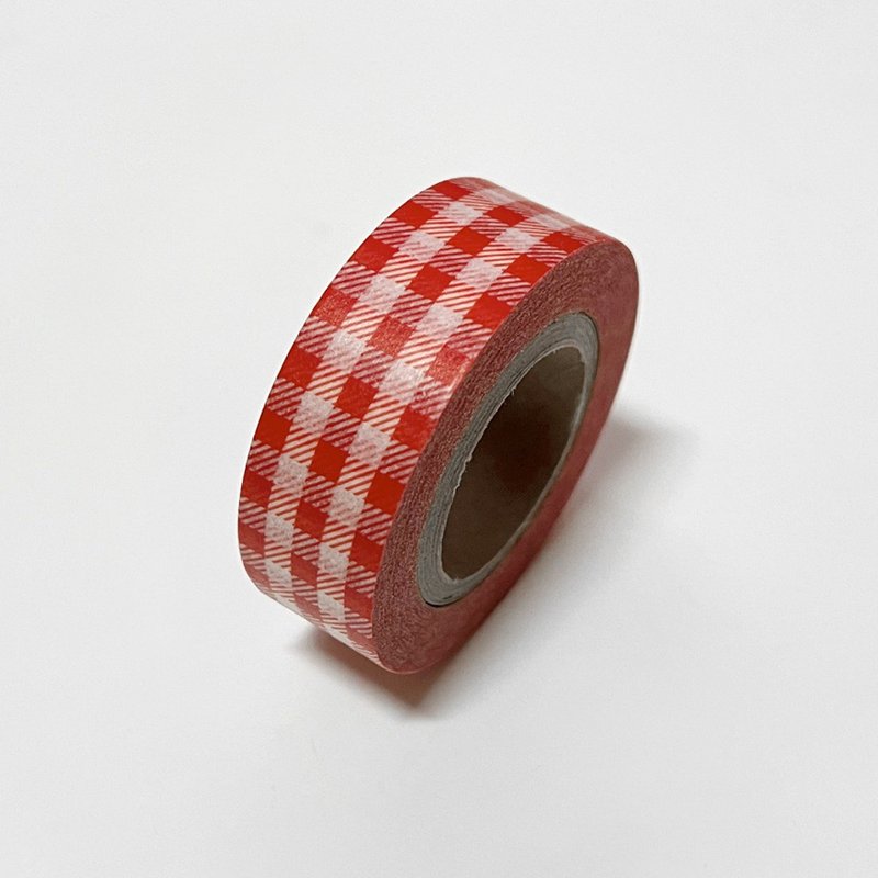 Red gingham check | Masking Tape - 紙膠帶/和紙/PET - 紙 多色