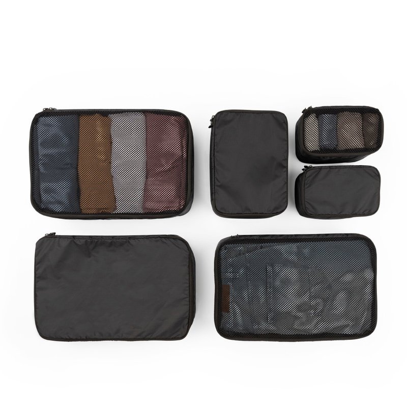 【LOJEL】Packing Kit 收納袋(6件組) - 化妝包/收納袋 - 其他材質 黑色