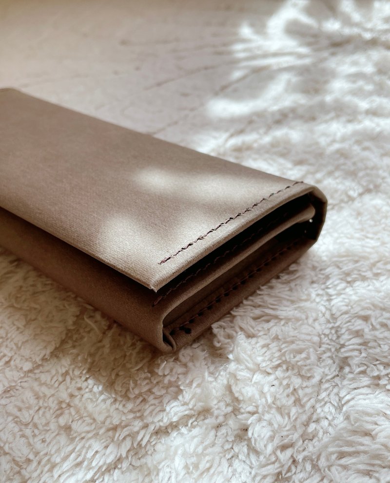 - Washed Paper Long Clip/Milk Tea Brown*2024 New Color*Vegan Paper Leather - Wallets - Paper Khaki